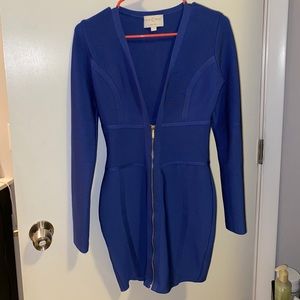 Royal Blue Bandage Long-Sleeved Dress